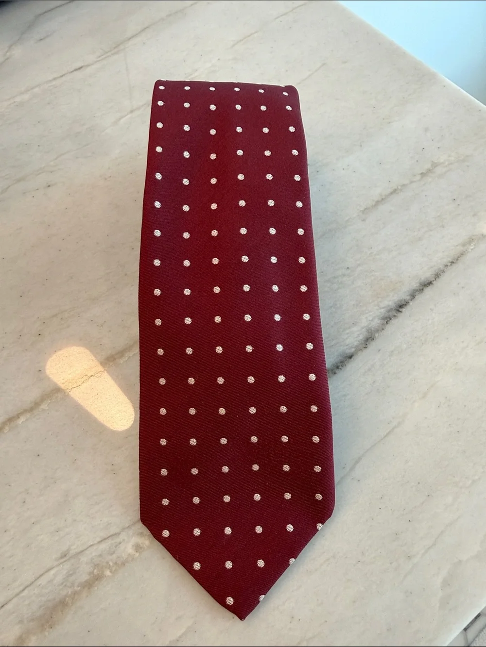 Polo Ralph Lauren Burgundy Silk Tie with White Polka Dots